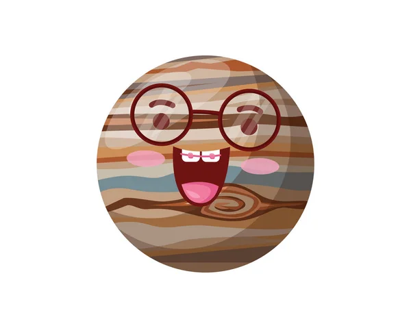Happy Cute Jupiter Planet Cartoon Character Suitable Children Book Character — Stock Vector