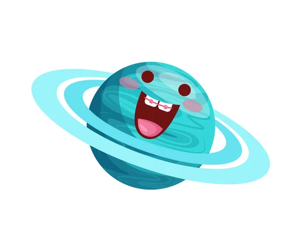 Happy Cute Uranus Planet Cartoon Character Suitable Children Book Character — Stock Vector