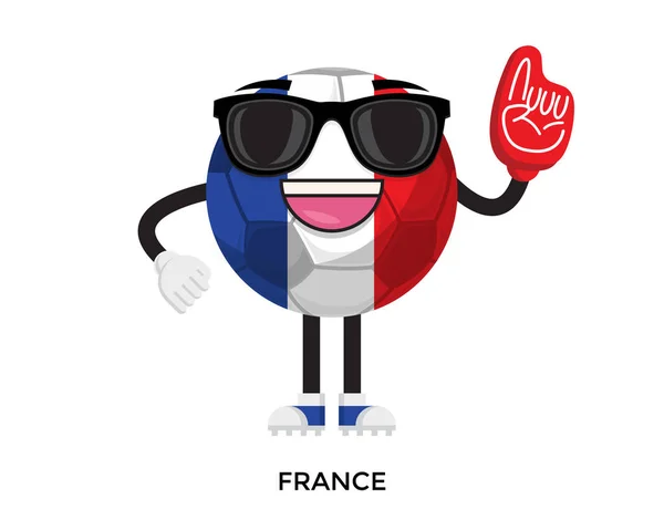 酷国际法国国旗足球支持者吉祥物比赛插图 — 图库矢量图片