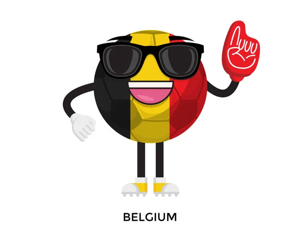Cool International Belgium Flag Soccer Ball Supporter Mascotte Tournament Illustration — Image vectorielle
