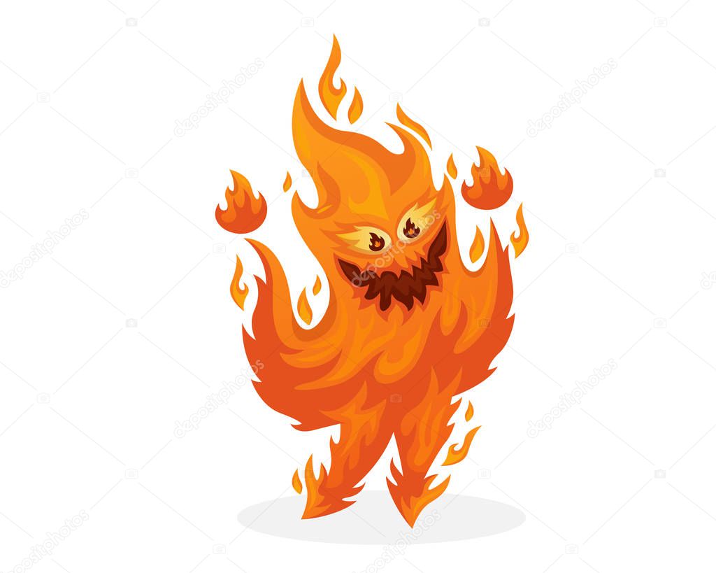 Cute Cheerful Fire Monster Cartoon Character Illustration, suitable for Game Asset, Book Illustration, Infographic, and Other Health Related Graphic Purpose