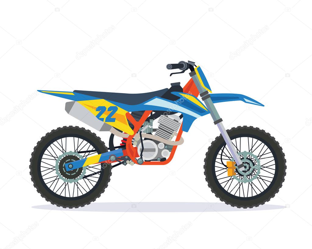 Modern Extreme Sport Motocross Bike Illustration In Isolated White Background