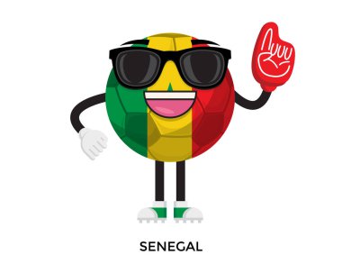 Serin Uluslararası Senegal bayrak futbol topu destekçisi maskot turnuva illüstrasyon