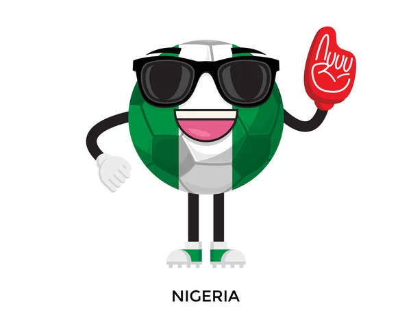 Cool Internacional Bandera Nigeria Balón Fútbol Apoyo Mascota Torneo Ilustración — Vector de stock