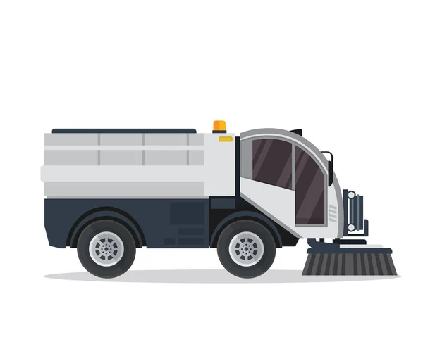 Moderne Straßenkehrmaschine Lkw Illustration Logo — Stockvektor