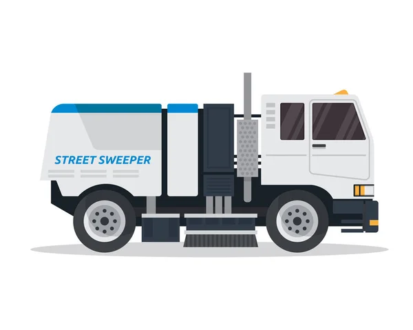 Moderne Straßenkehrmaschine Lkw Illustration Logo — Stockvektor