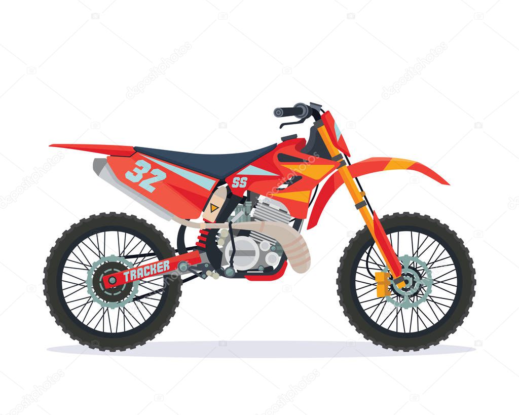 Modern Extreme Sport Motocross Bike Illustration In Isolated White Background