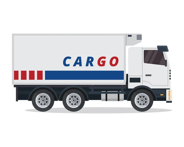 Illustrazione Moderna Consegna Refrigerata Del Camion Nello Sfondo Bianco Isolato — Vettoriale Stock