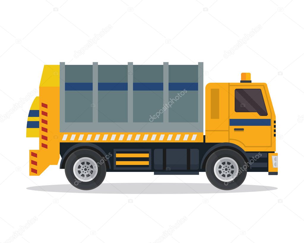 Modern Garbage Truck Illustration In Isolated White Background