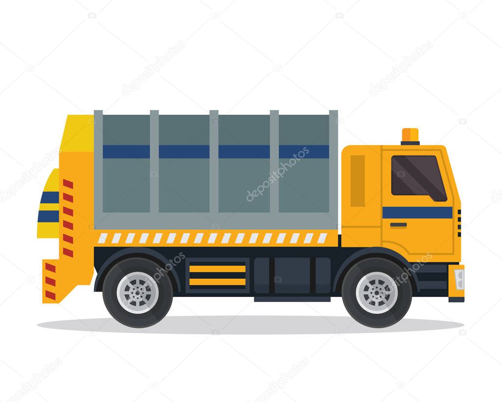 Modern Garbage Truck Illustration In Isolated White Background