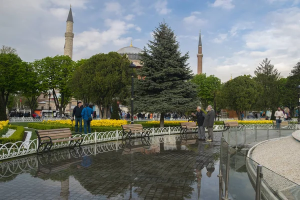 Фестиваль Тюльпанов Площади Султахахмет Тюльпаны Агия София Стамбуле Турция Фотография — стоковое фото