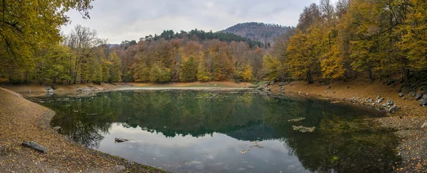 Vacker Höst Utsikt Över Yedigoller Nationalpark Reflektion Träd Färgade Blad — Stockfoto