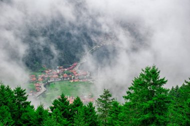 Uzungol (Uzun Göl): Türkiye 'nin en güzel turistik yerlerinden biri. Trabzon, Türkiye 'de alabalık gölü ve küçük bir köyü olan dağ vadisi. Turistler için popüler yaz mevsimi.