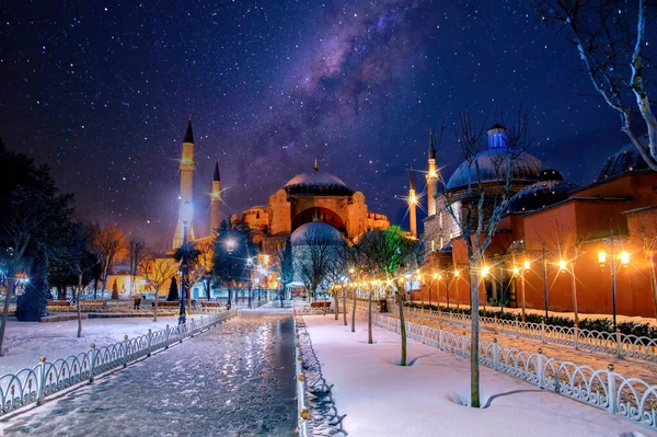 Агия София Мечеть Святого Звездную Ночь Отдых Стамбуле Сказочный Городской — стоковое фото
