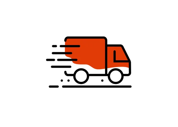 Schnelle Lieferung Lkw Liniensymbole Vektorillustration Für Apps Und Webseiten — Stockvektor