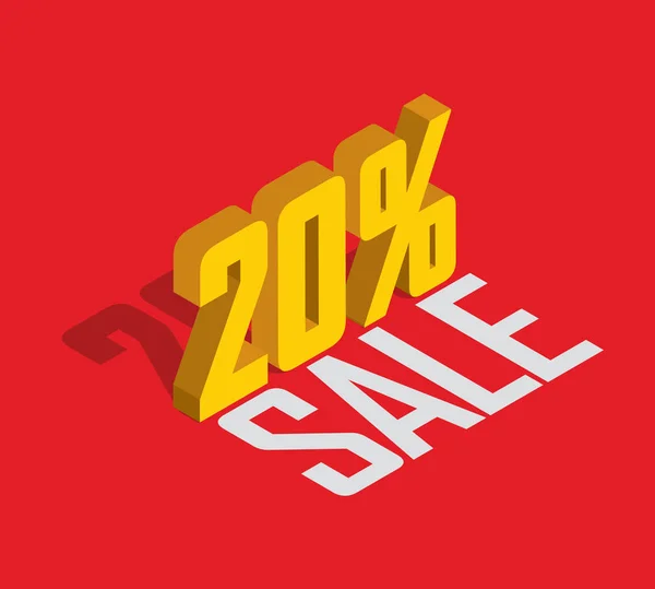 yüzde %20 off, Satılık, altın sarısı nesne 3d. Arka plan üzerinde izole. Eps10 vektör.