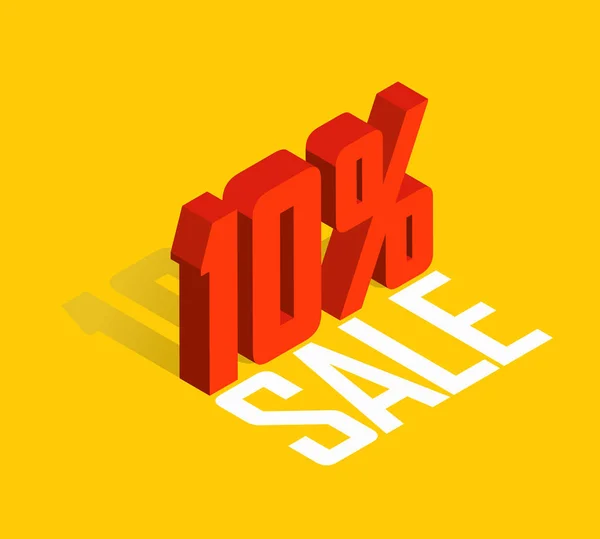 Percent Sale Red Isometric Object White Background Eps10 Vector — Stock Vector