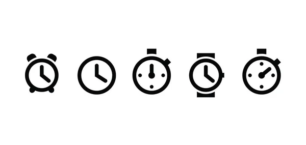 Піктограми Набору Годинників Модному Пласкому Стилі Ізольовані Білому Тлі Символ — стоковий вектор