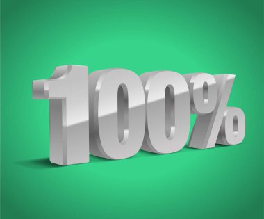 Yüzde yüz, 3D obje, vektör, eps10. gümüş-gri metal satış işareti, kalite, orijinal, garanti, doğal