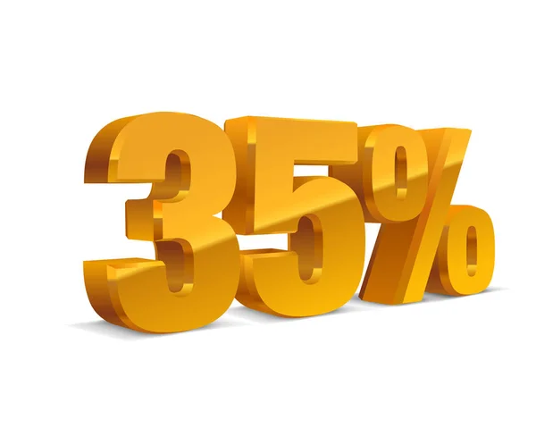 % 35 kapalı, satış izole arka plan, altın sarısı metall nesne 3d. Eps10 Vektör.