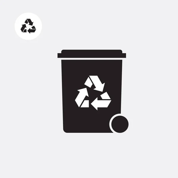 エコリサイクルアイコン ゴミ箱またはゴミかご ベクトル 矢印の三角形 緑の三角 — ストックベクタ