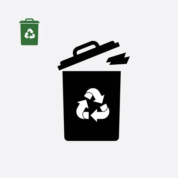 エコリサイクルアイコン ゴミ箱またはゴミかご ベクトル 矢印の三角形 緑の三角 — ストックベクタ