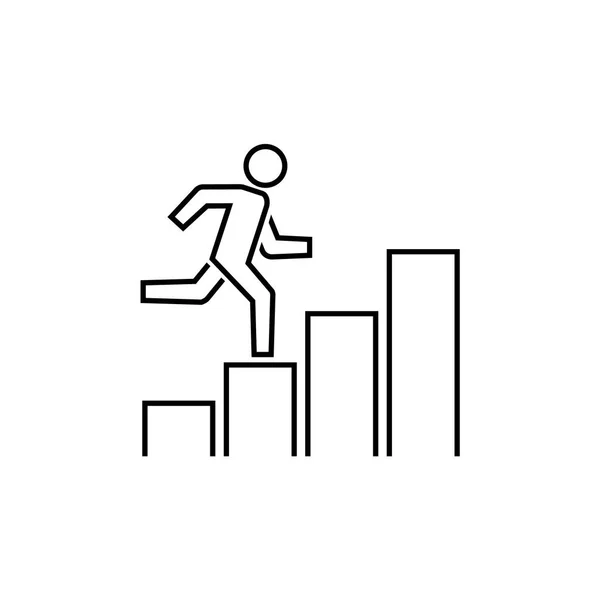 Creciente Negocio Corriendo Hombre Gráfico Icon Vector Ilustración Diseño Plano — Vector de stock