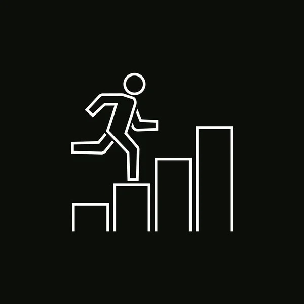 Crescendo Negócios Runing Homem Gráfico Icon Vector Ilustração Projeto Plano — Vetor de Stock