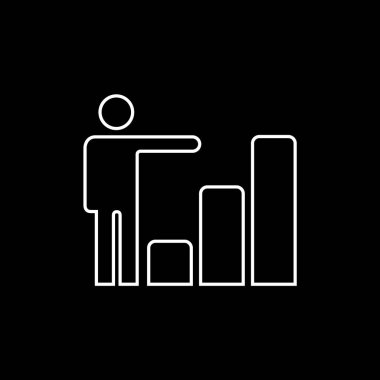 Büyüyen iş adamı grafik simgesi. Vektör Illustration. Düz stil tasarımı
