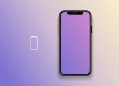 Boş ekran sahte akıllı telefon. Akıllı telefon yalıtılmış ekran. Cep telefonu vektör Illustration. Metin için boş alan. Yalıtılmış ekran.