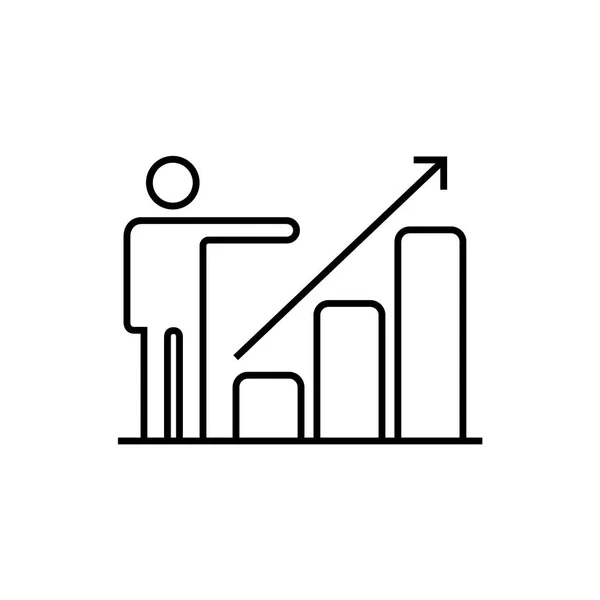 Growing Business Man Graph Icon Vector Illustration Flat Style Design — Stock Vector