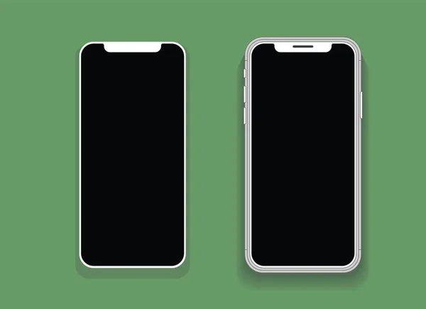 ブランク画面のモックアップとスマートフォン スマートフォン分離画面 携帯電話のベクトルイラスト テキスト用の空白スペース 分離画面 — ストックベクタ