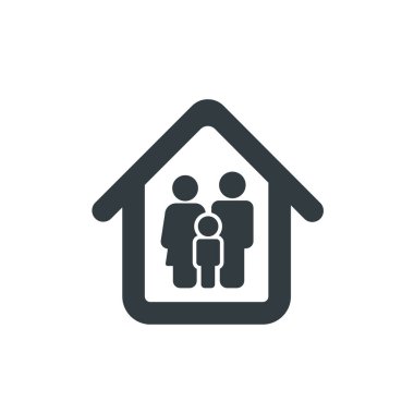 Aile simgesi vector. Erkek, kadın ve çocuklar. App, ui, sanat, logo, Web kullanmak için düz Işareti.