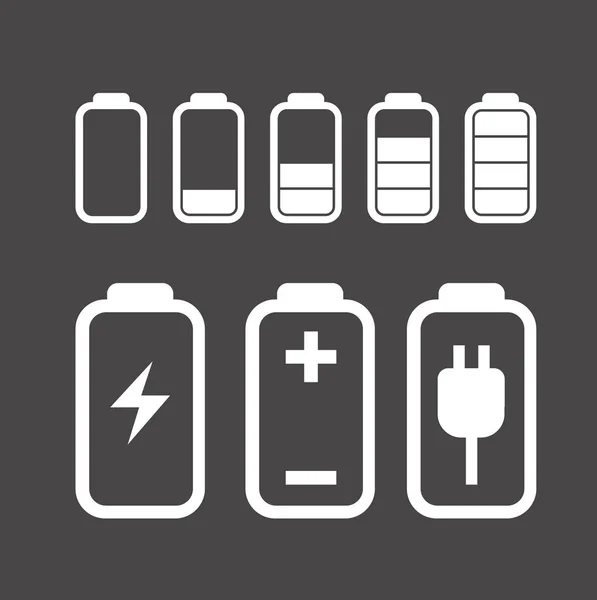 电池充电图标 矢量插图 具有不同充电级别的电池图标 — 图库矢量图片