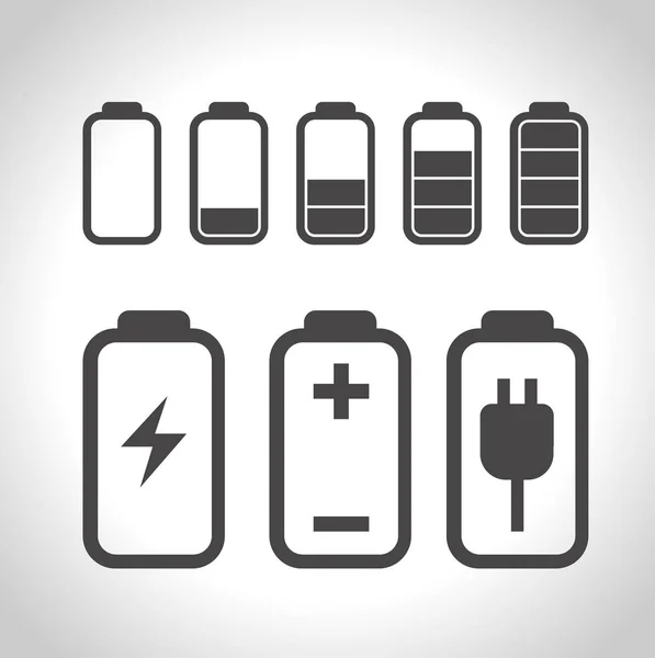 电池充电图标 矢量插图 具有不同充电级别的电池图标 — 图库矢量图片