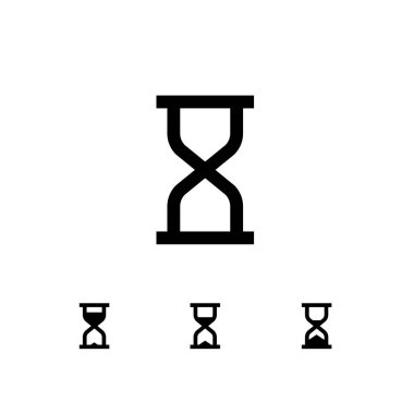 Kum saati simgeleri. Beyaz arka planda resim. Vektör