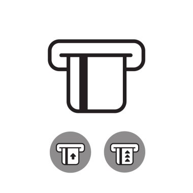 Kredi kartı ve çek ile Pos terminal ödeme hattı simgesi. Anahat vektör işareti. lineer piktogram izole.