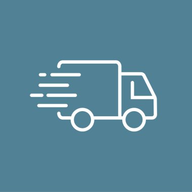 Hızlı nakliye teslimat kamyonu. Çizgi simgesi tasarımı. Uygulamalar ve web siteleri için vektör çizimi