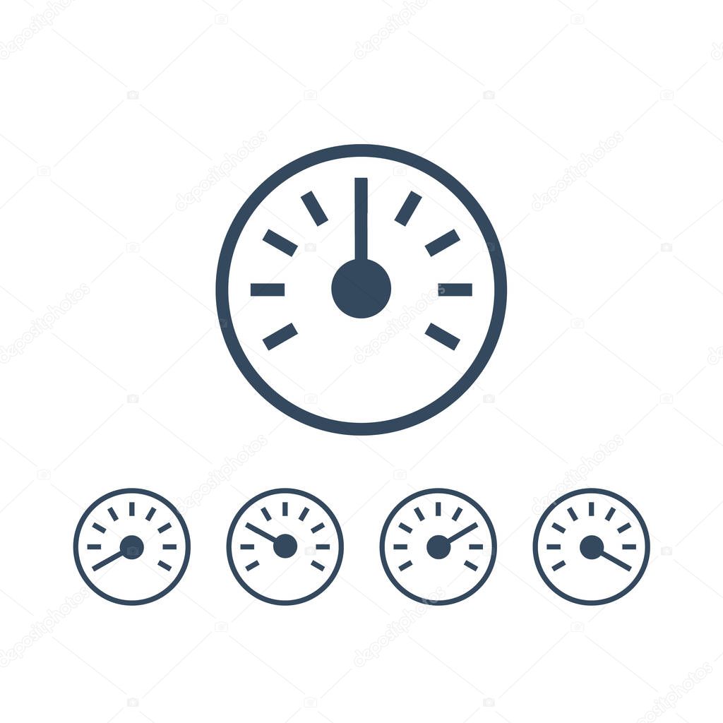 Info-graphic gauge elements. Speedometer set icons or sign with arrow. Vector.