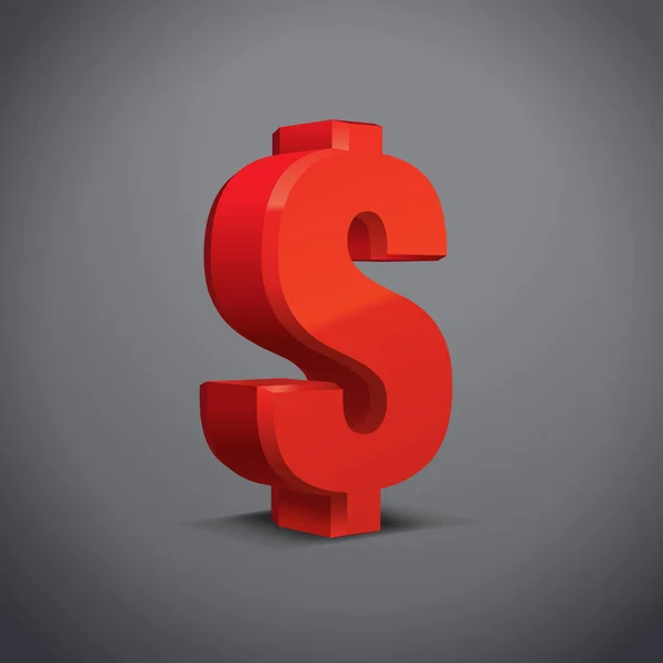 Red Usa Dollar Sign Symbol Měny Vektorová Ilustrace Izolováno Bílém — Stockový vektor