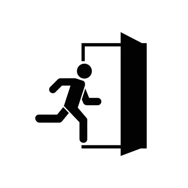 Emergency Exit Escape Route Signs Runing Man Vector Illustration — Stock Vector