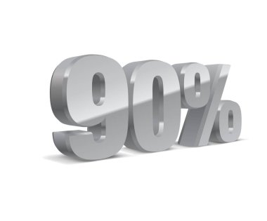 % 90 indirim, satış geçmişi, izole gümüş-gri nesne 3D, metall mektup. Eps10 Vektörü.