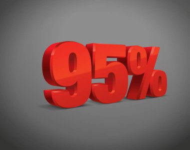 Yüzde 95 indirim, satış arka plan, kırmızı metall nesne 3d. Eps10 Vektör
