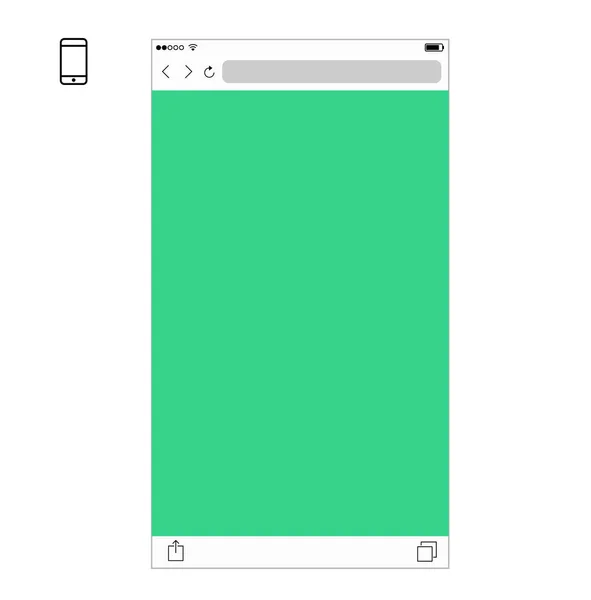 Веб Простой Мобильный Браузер Иконкой Телефона Зеленый Фон Квартира — стоковый вектор