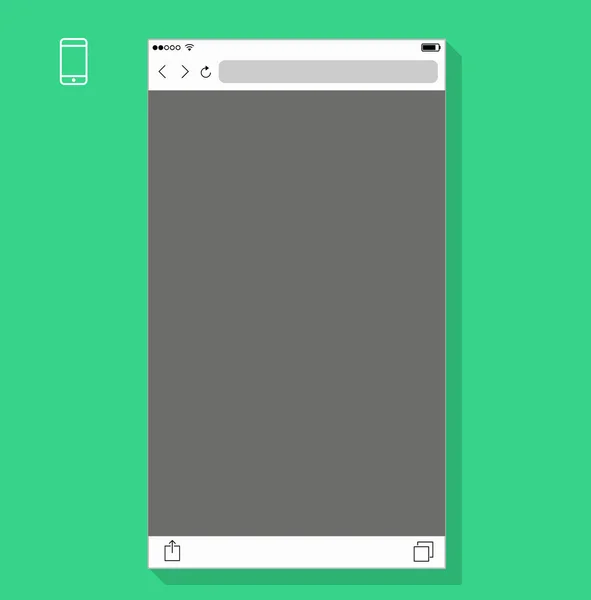 Web Einfacher Mobiler Browser Mit Icon Phone Grünem Hintergrund Flach — Stockvektor