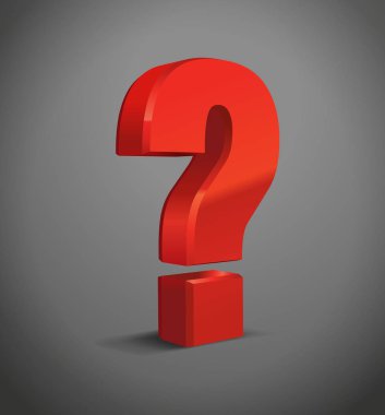 Soru kırmızı-metall işareti, satış arka plan, nesne 3d mektup. Eps10, İzole Vektör.