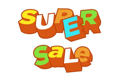 3D metin süper satış geçmişi, yüzde yüz indirimli. Renkli çokgen 