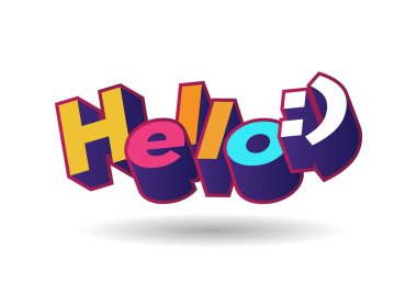 Merhaba 3D metin plakası vektörü. Pankart, satış, reklam, araba için arkaplan