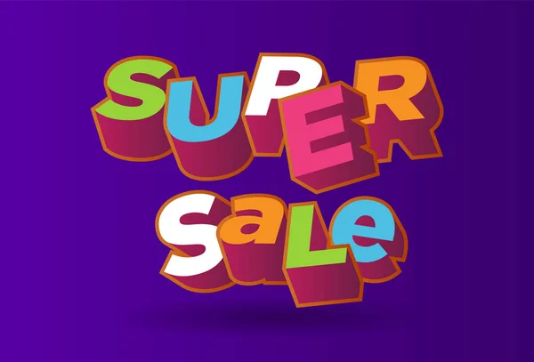 3D-text super försäljning bakgrund, procent off. Färgglada polygonala — Stock vektor