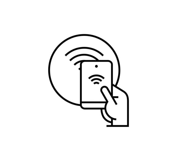 Nfc Kablosuz Ödeme Işareti Logosu Ile Bağlantı Kuruyor Kredi Kartı — Stok Vektör